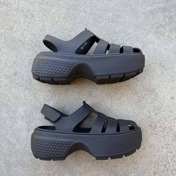 CROCS Dark Gray Platform Sandals - Picture 4 of 15